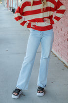 90's Vintage Super High Rise Flare Jeans    Bermuda Shorts Vervet- Tilden Co.