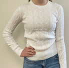 Long Sleeve Round Neck Cable Sweater Sweater Active Basic- Tilden Co.