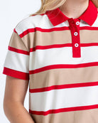 Pep Club Striped Short Sleeve Polo Top Collared Shirt Downeast- Tilden Co.