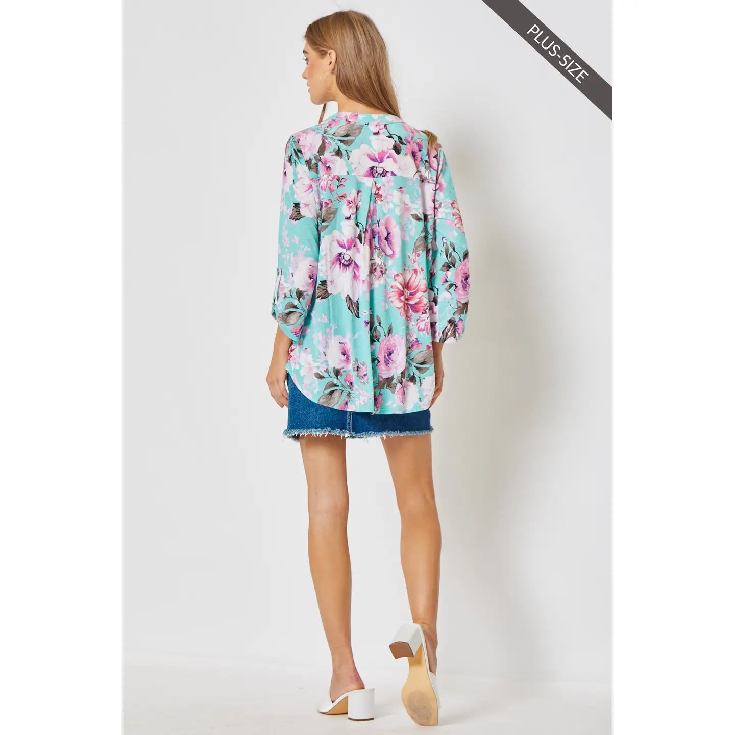 3/4 Sleeve Lizzy Medallion Blouse - Plus Size Blouse Dear Scarlett- Tilden Co.
