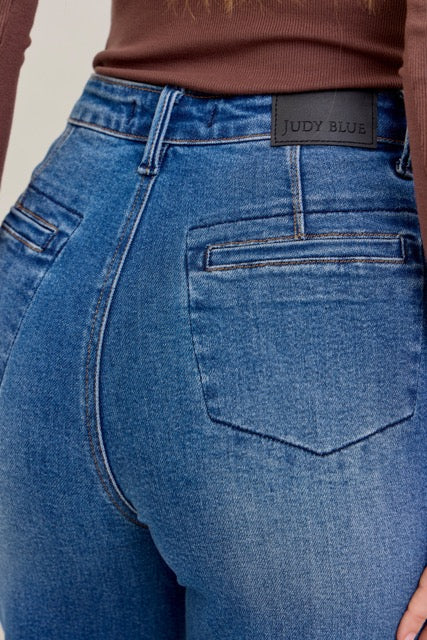 Karla High Waist Column Straight Button-Fly & Back Welt Pkts Womens Ave Shops- Tilden Co.