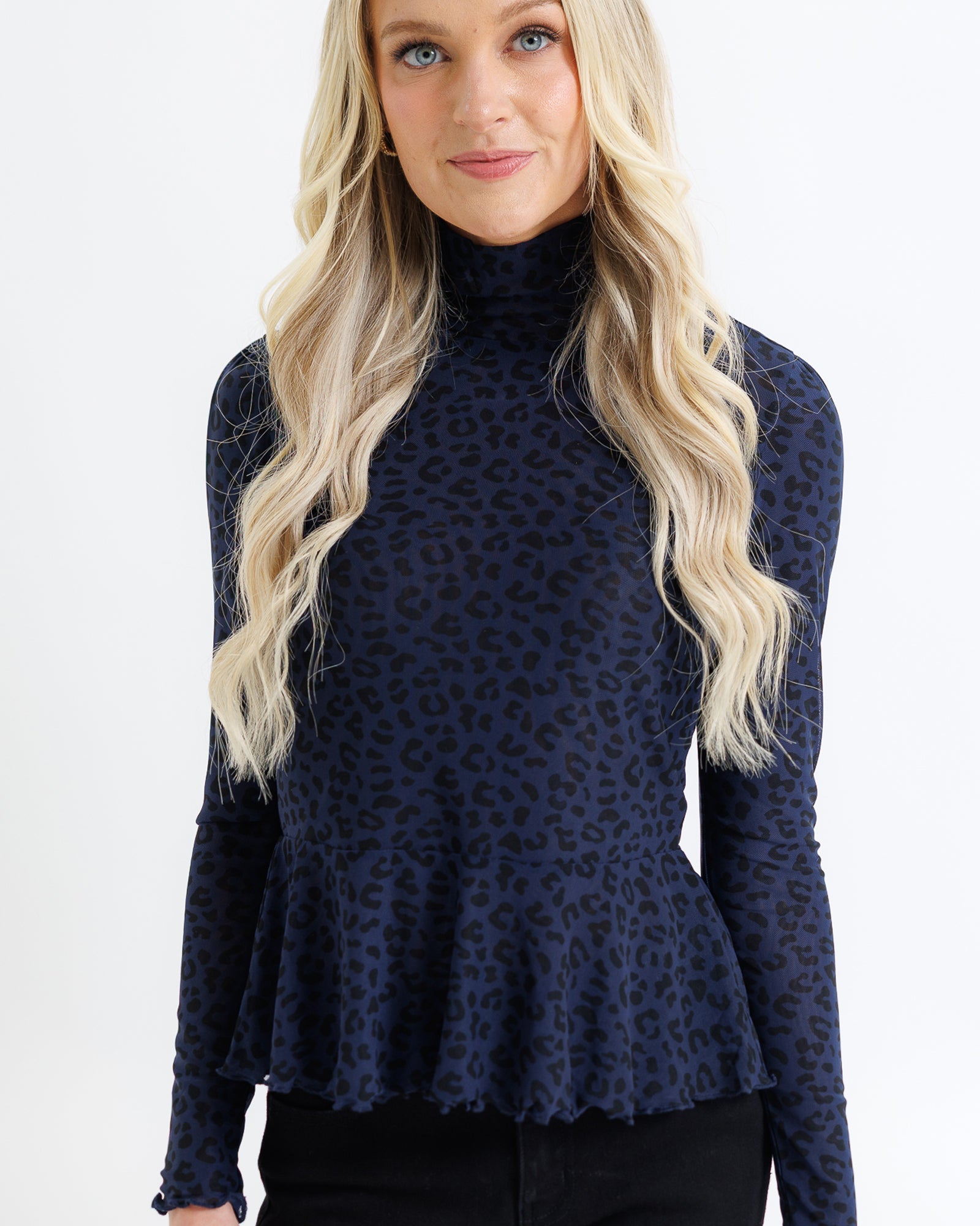 Peplum Turtleneck Top Tops Downeast- Tilden Co.
