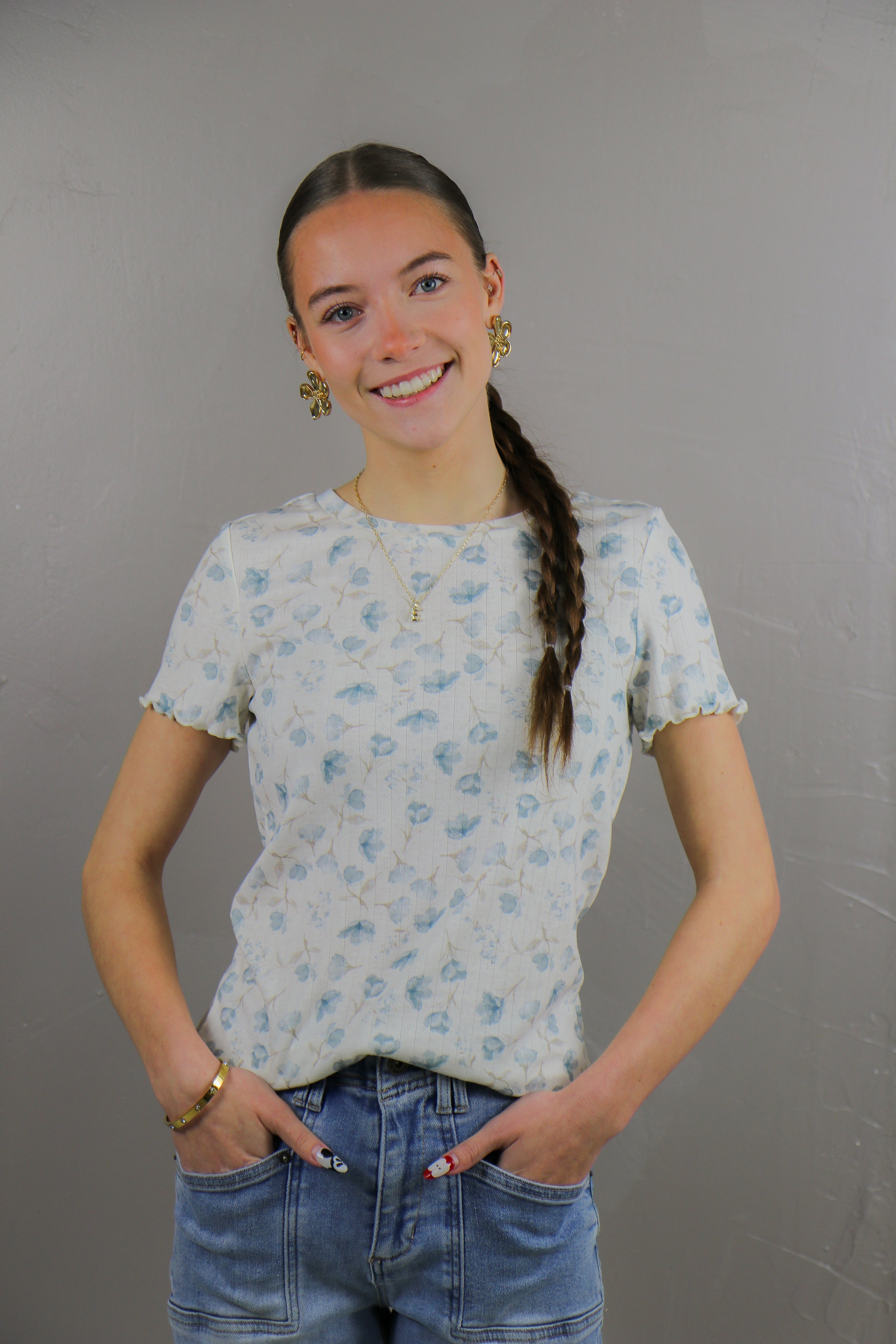 Lettuce Edge Tee in Blue Horizon Bloom Tees Mikarose- Tilden Co.