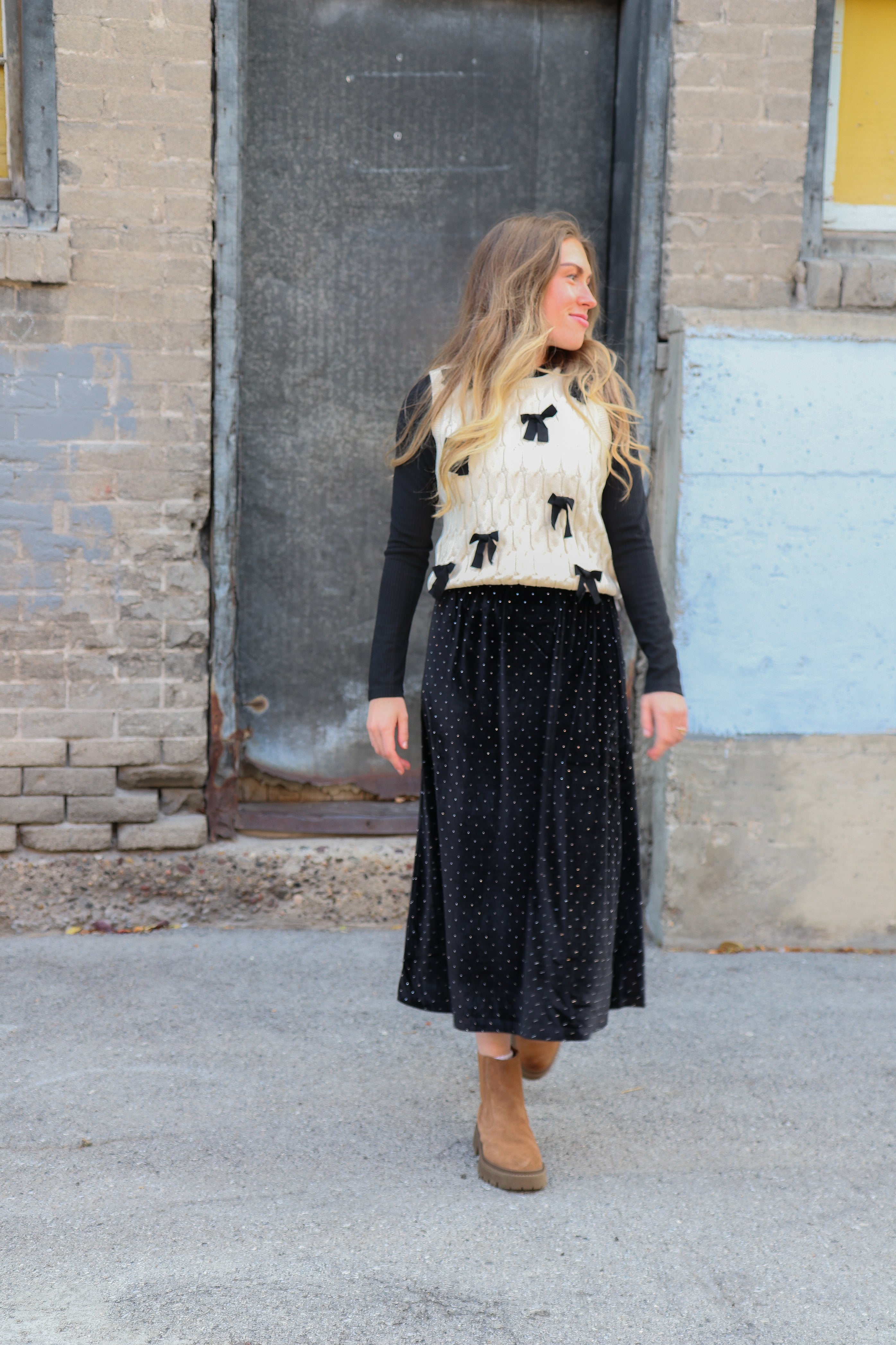 Straight Skirt in Black Sparkle Dress Mikarose- Tilden Co.