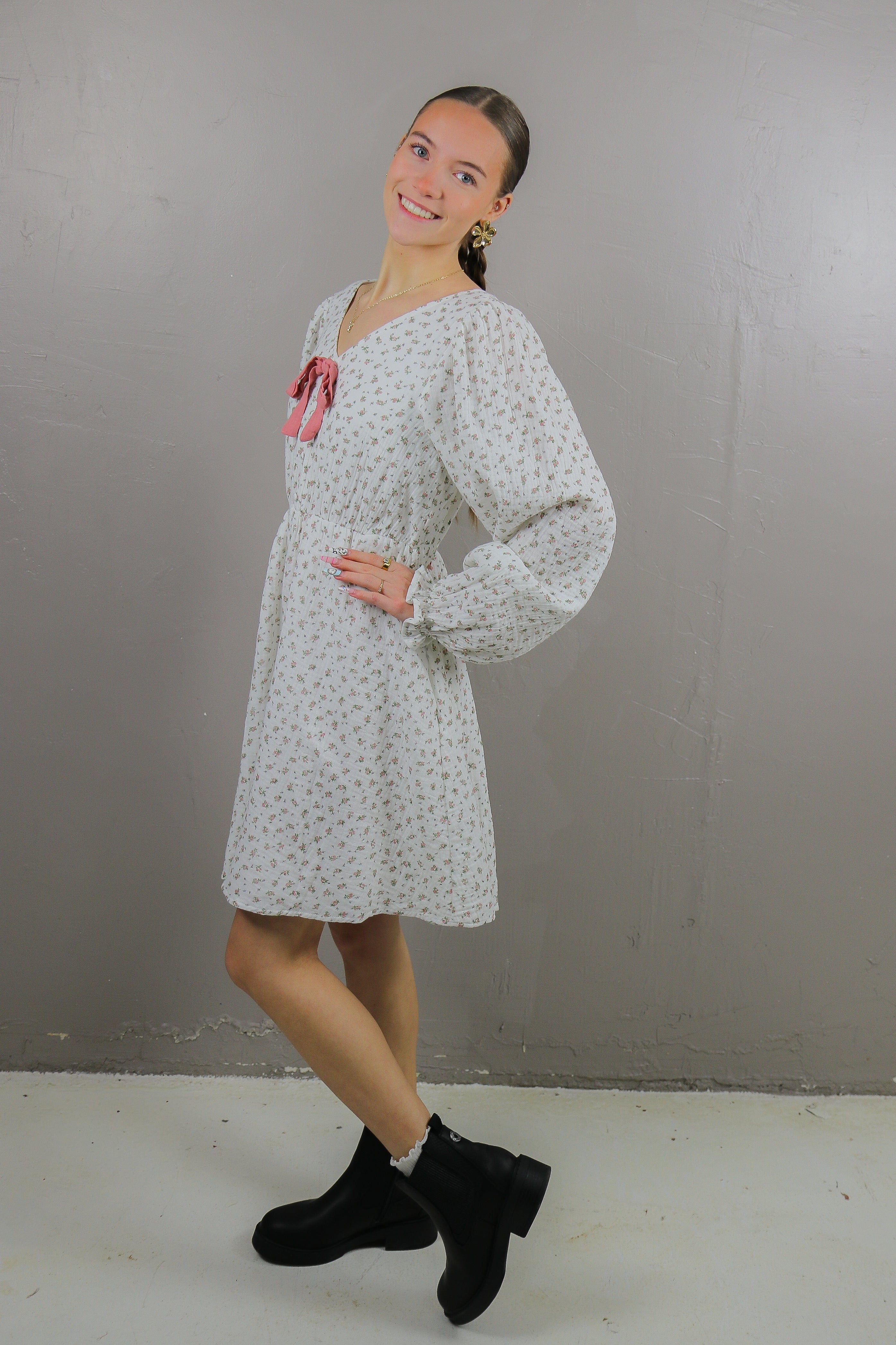 The Salem in Ballet Botanica Knee Length Dress Mikarose- Tilden Co.