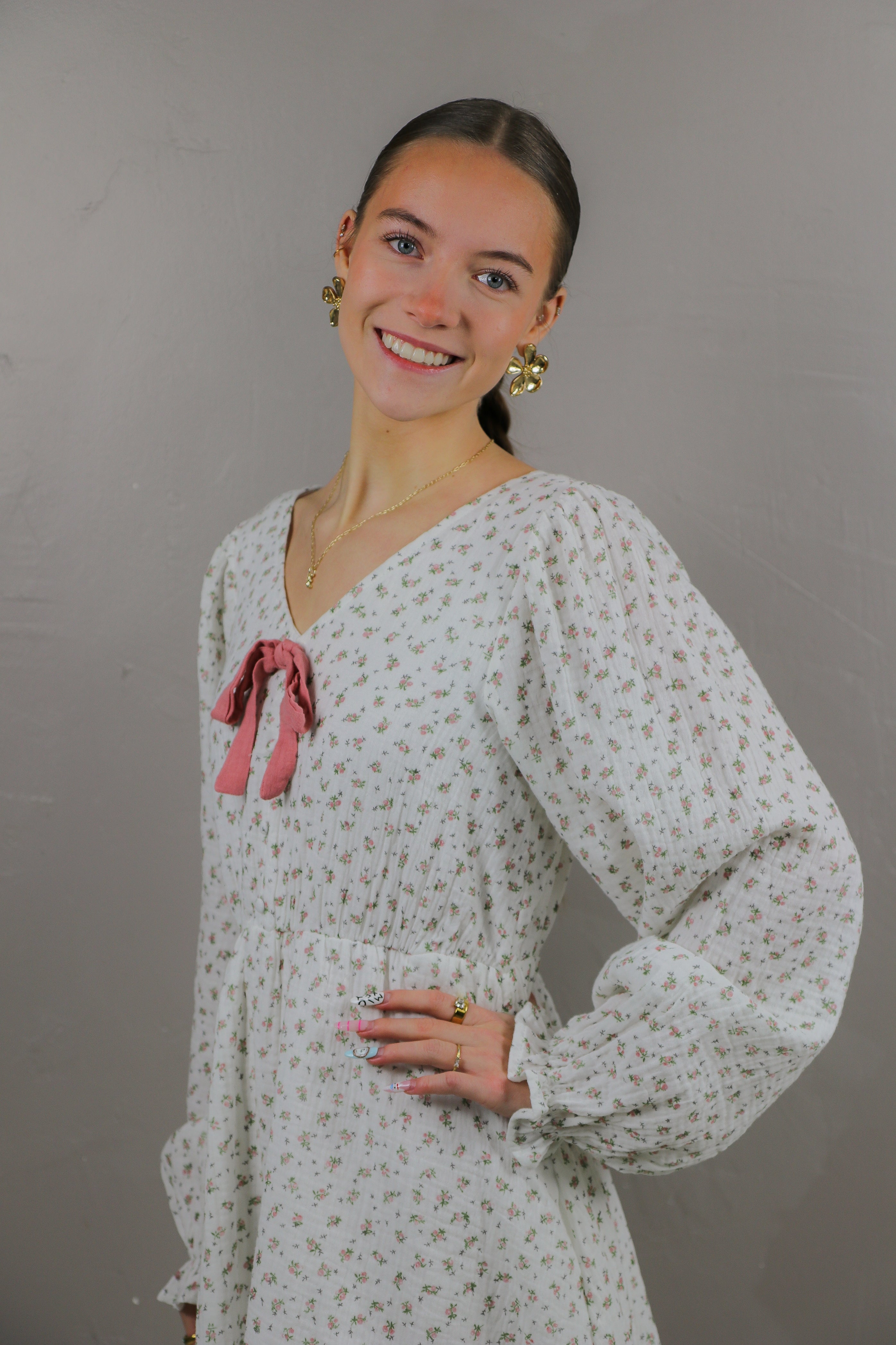 The Salem in Ballet Botanica Knee Length Dress Mikarose- Tilden Co.