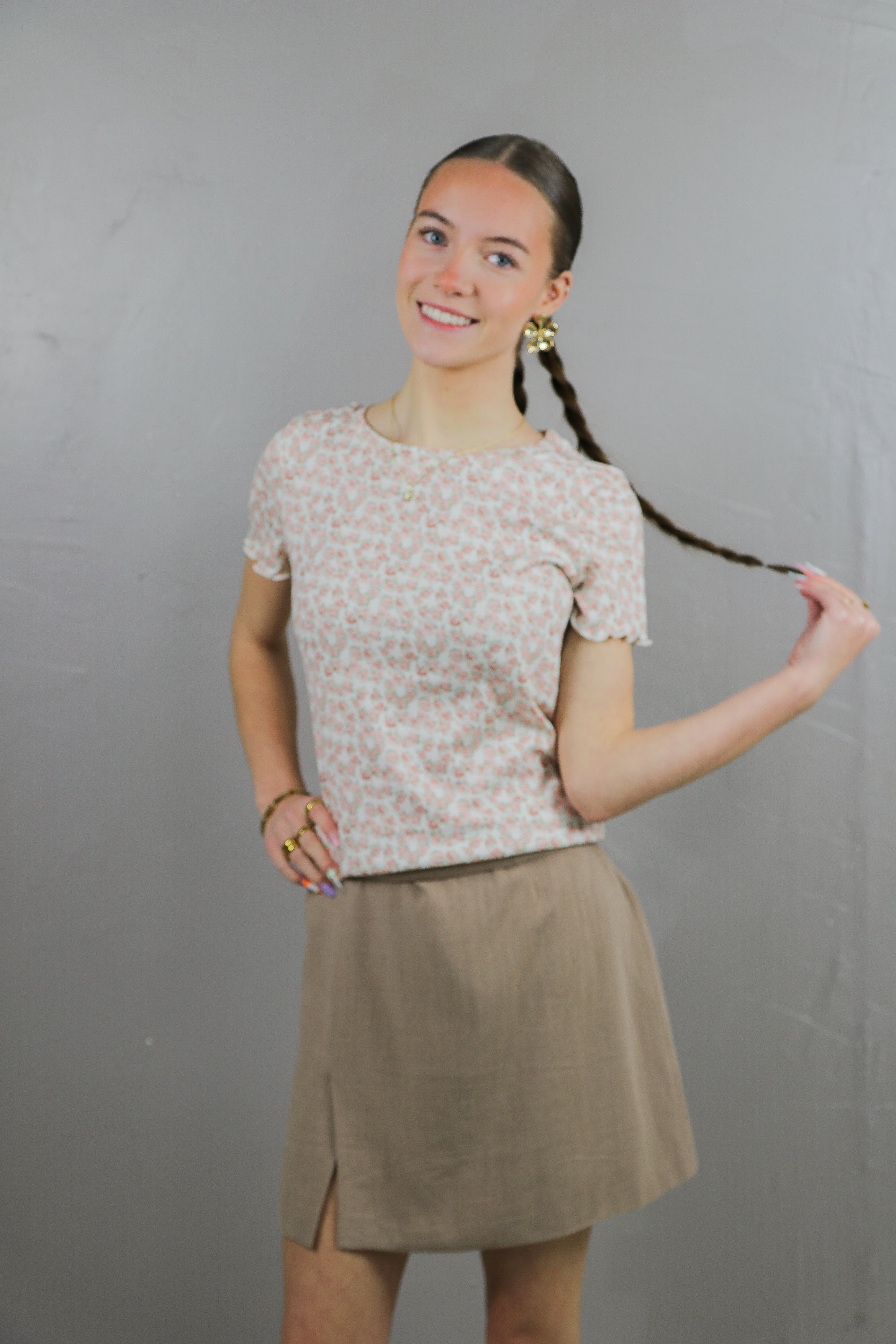 Lettuce Edge Tee in Blush Carnation Tees Mikarose- Tilden Co.