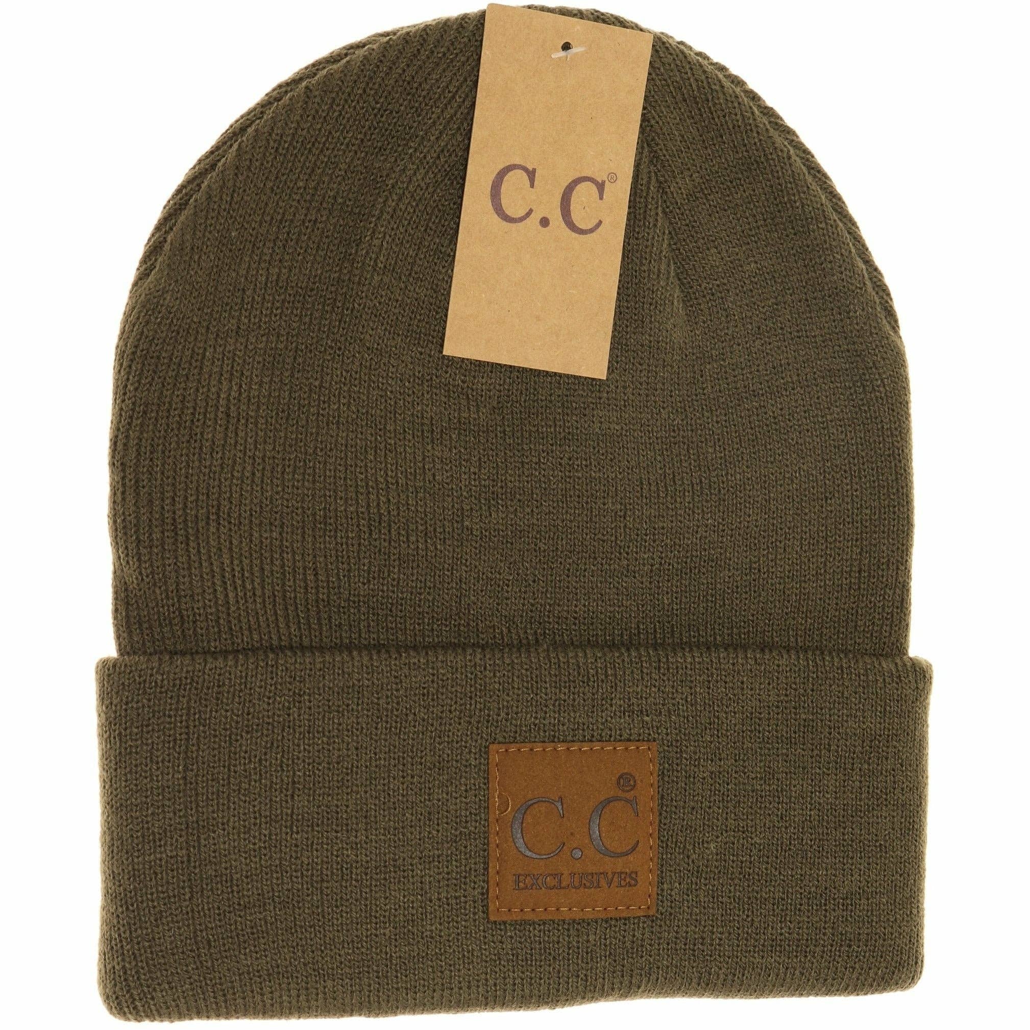 Unisex Classic Oversized Logo CC Beanie New Olive New Olive  beanie C.C Beanie- Tilden Co.