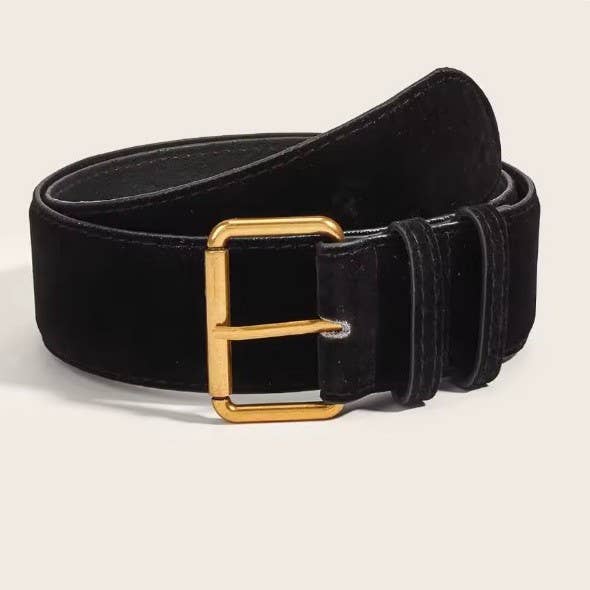 Vintage Inspired Belt with Gold Buckle | 40BT661 BLACK BLACK JOSSLYN by wall to wall- Tilden Co.