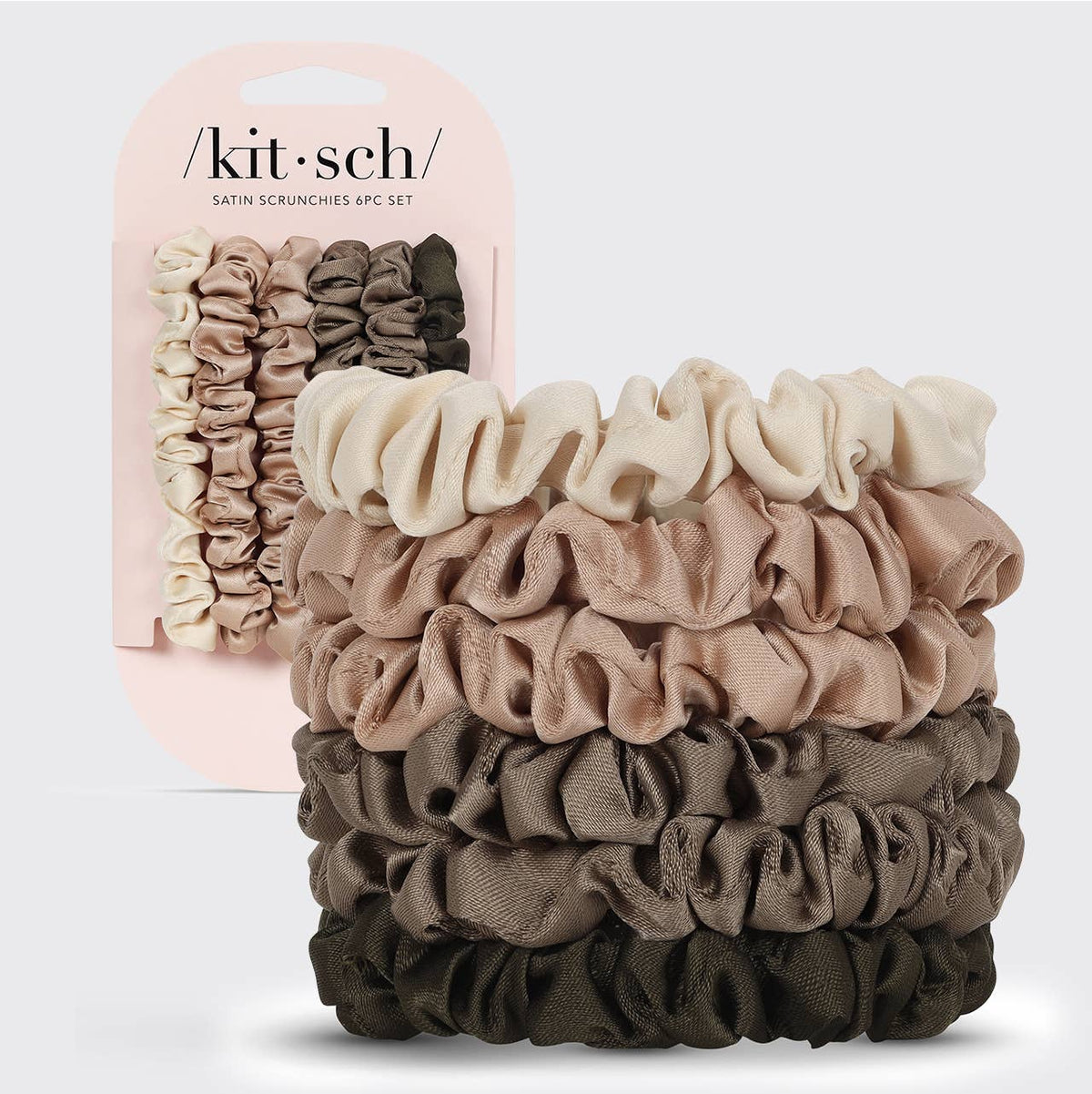 Ultra Petite Satin Scrunchies 6pc - Eucalyptus KITSCH- Tilden Co.