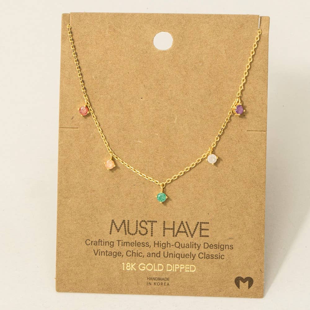 Crystal Stud Drop Necklace Necklace Fame Accessories- Tilden Co.