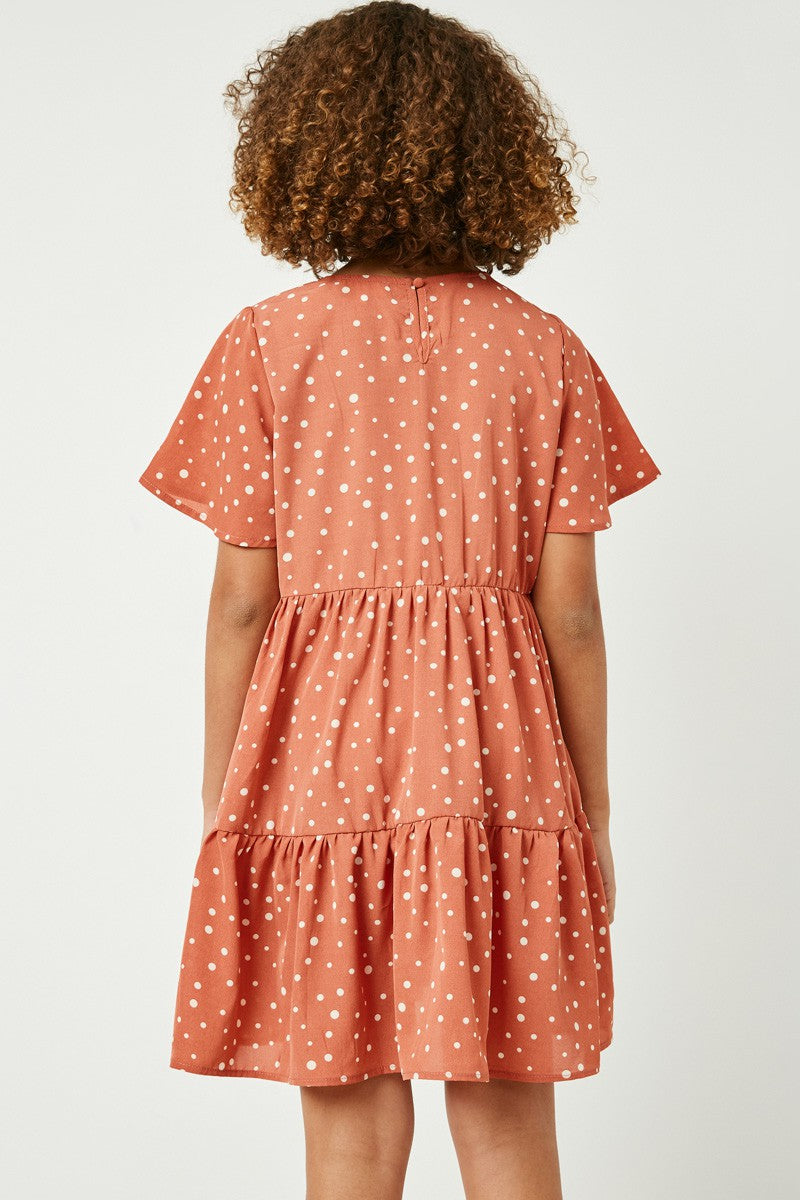 Girls Polka Dot Button Detail Mini Dress Girl's Dress Hayden LA- Tilden Co.