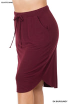 Tulip Hem Skirt with Side Pockets Dark Burgundy / Small Dark Burgundy Small Skirts Zenana- Tilden Co.