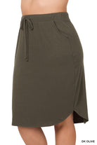 Tulip Hem Skirt with Side Pockets Dark Olive / Small Dark Olive Small Skirts Zenana- Tilden Co.