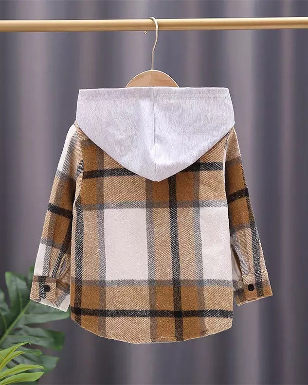 KIDS Plaid Hooded Shacket- Final Sale Shacket Mehers the Label- Tilden Co.