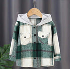 KIDS Plaid Hooded Shacket- Final Sale Green / 18/24 Mo Green 18/24 Mo shacket Mehers the Label- Tilden Co.