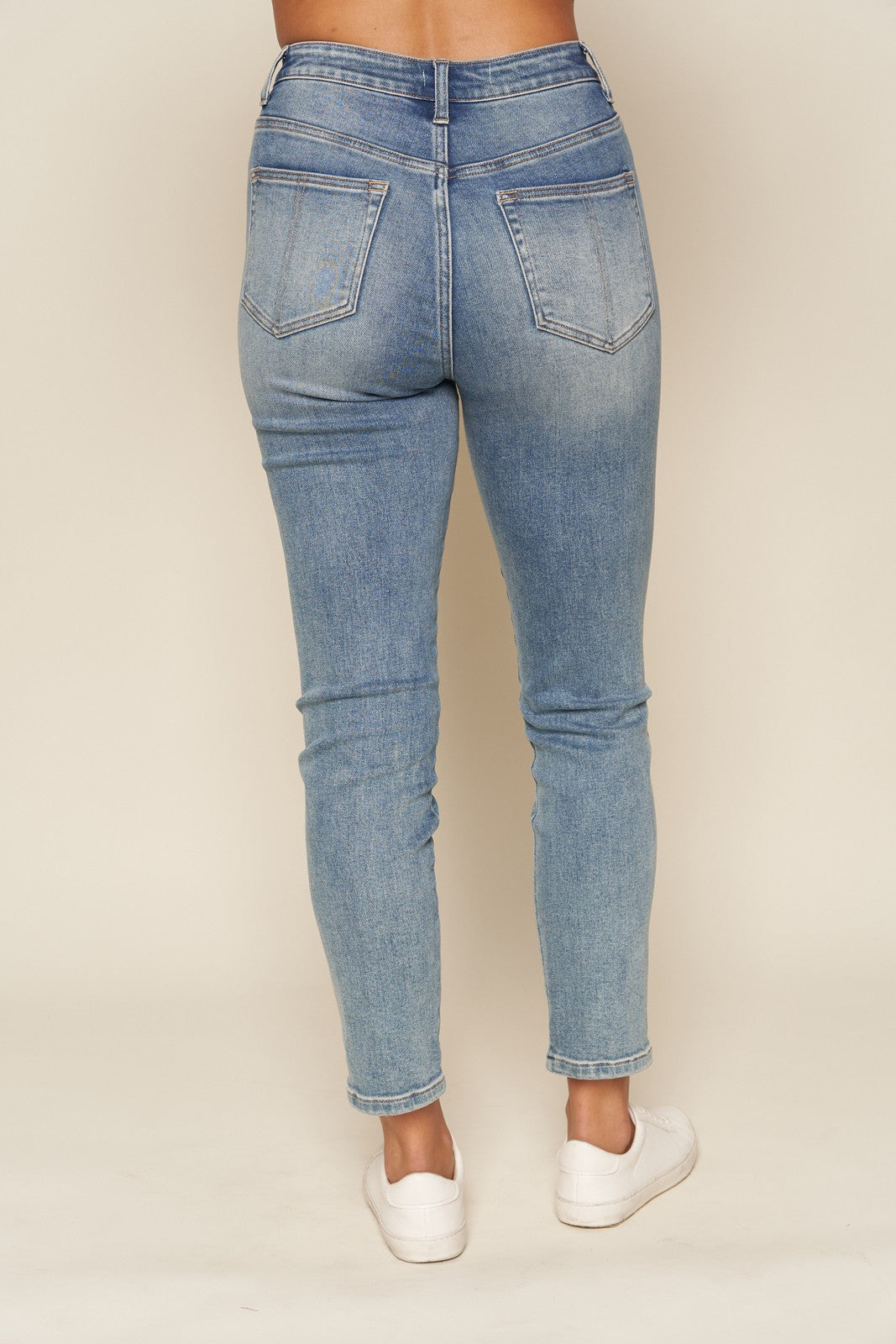 High Rise Ankle Girlfriend Jeans jeans Tea n Rose- Tilden Co.