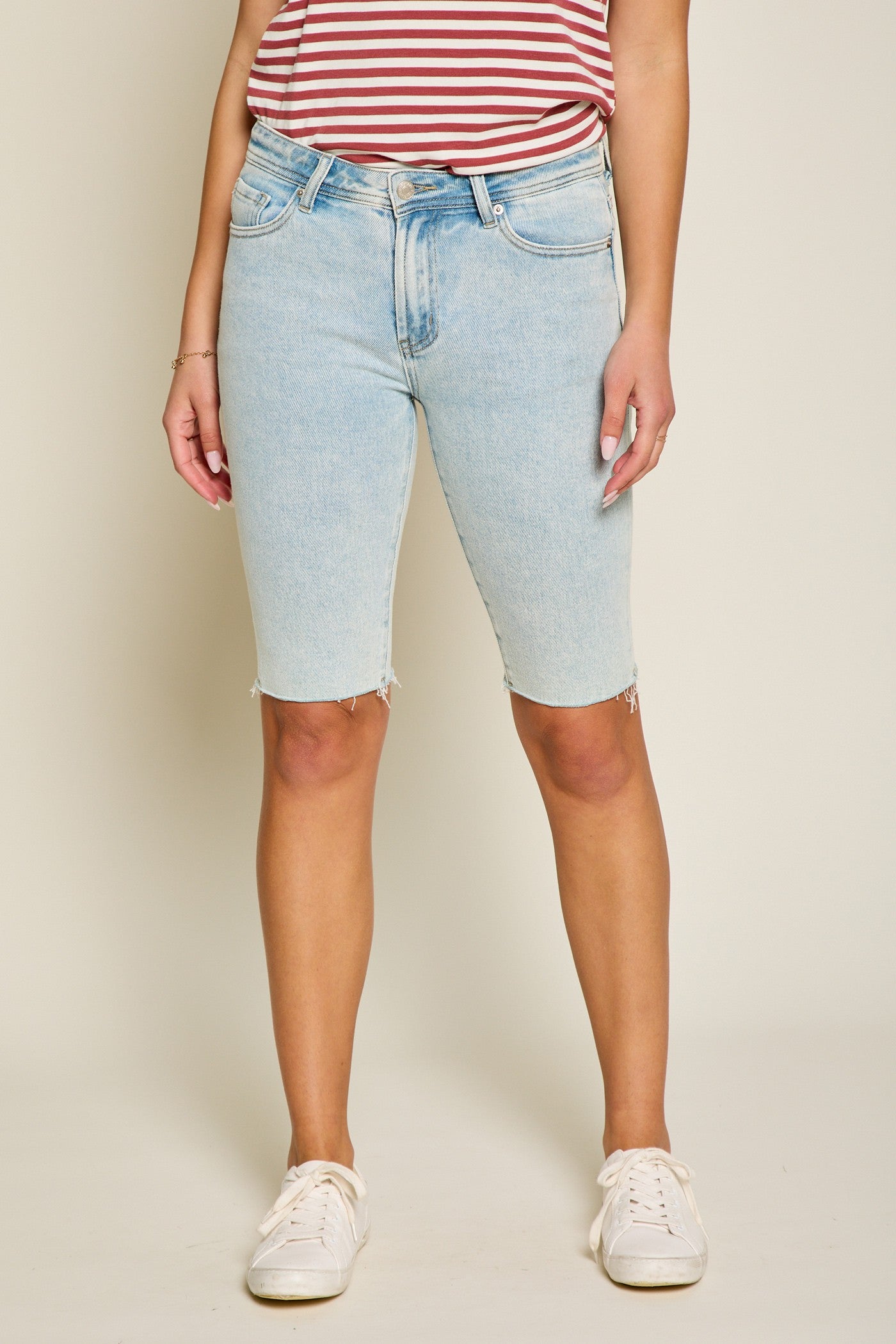 Mid Rise Skinny Bermuda Shorts Bermuda Shorts Tea n Rose- Tilden Co.