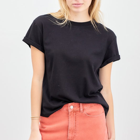Jane Simple Short Sleeve T-Shirt- Final Sale Black / Small Black Small shirt Polagram- Tilden Co.