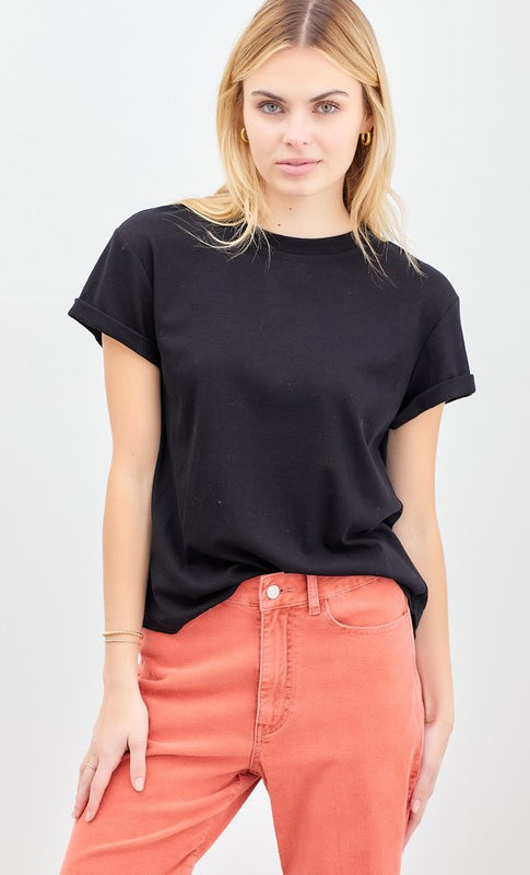 Jane Simple Short Sleeve T-Shirt- Final Sale Black / Small Black Small Shirts & Tops Polagram- Tilden Co.