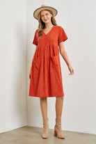 Avery Button Up Midi Dress in Rust    Dress Polagram- Tilden Co.