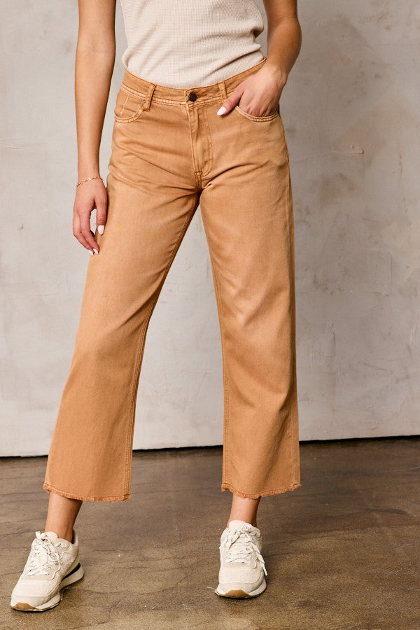 Non-stretch Mid Rise Cropped Straight Jeans    Jeans Tea n Rose- Tilden Co.