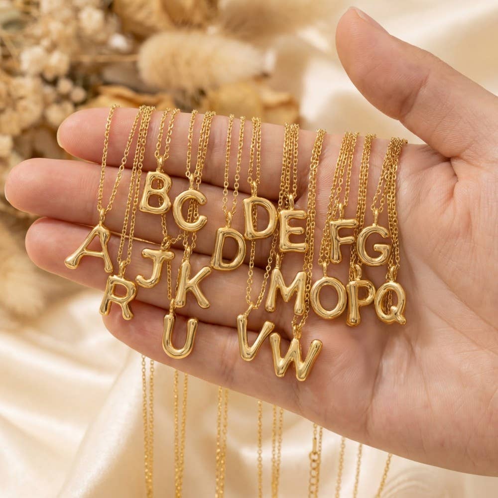 Bubble Letter Necklace Necklace Fame Accessories- Tilden Co.
