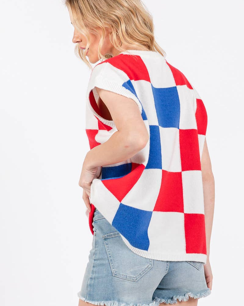 Americana Sweater Vest T-Shirt Sewn and Seen- Tilden Co.