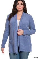 Heather Ribbed Cardigan Cardigan Zenana- Tilden Co.