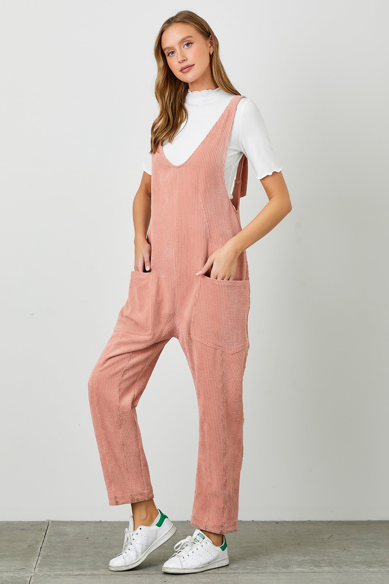 Corduroy Scoop Neck Overalls Jumpsuits & Rompers Polagram- Tilden Co.
