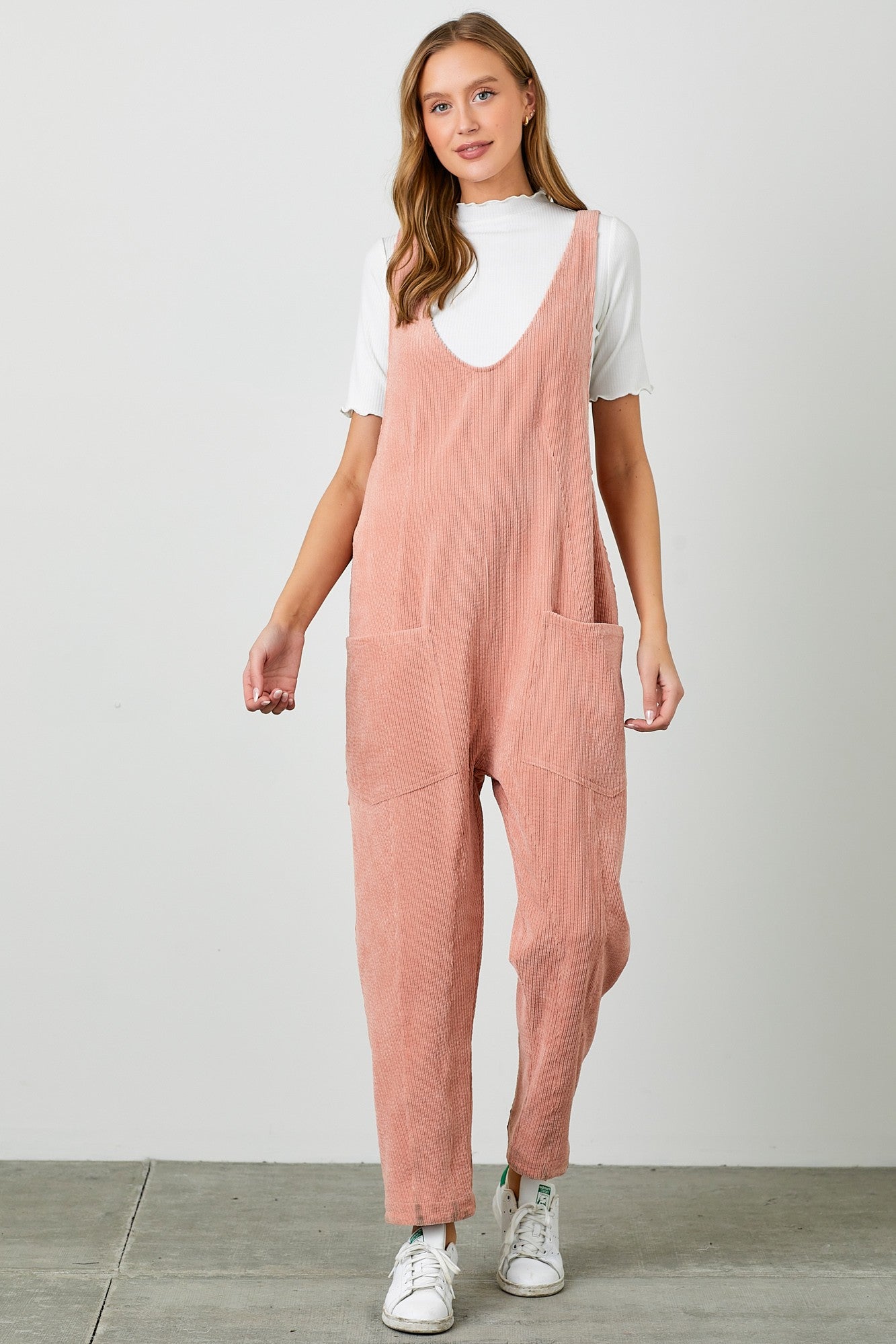 Corduroy Scoop Neck Overalls Jumpsuits & Rompers Polagram- Tilden Co.