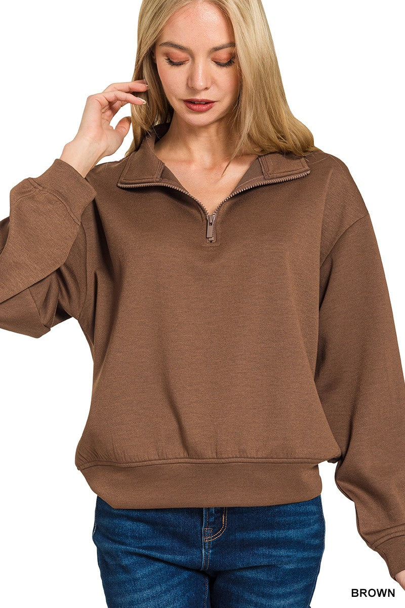 Cloudline Scuba Half-Zip Pullover half zip pullover Zenana- Tilden Co.