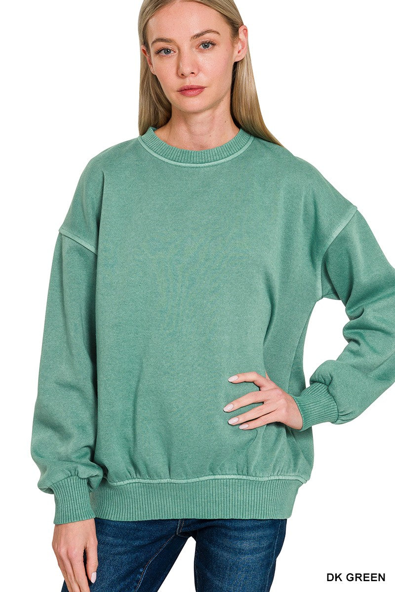 Everyone's Favorite Pullover Dk Green / Small Dk Green Small Sweatshirt Zenana- Tilden Co.