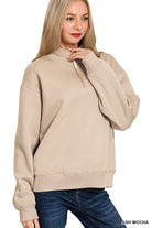 Fleece Half Zip Sweatshirt Sweater Zenana- Tilden Co.