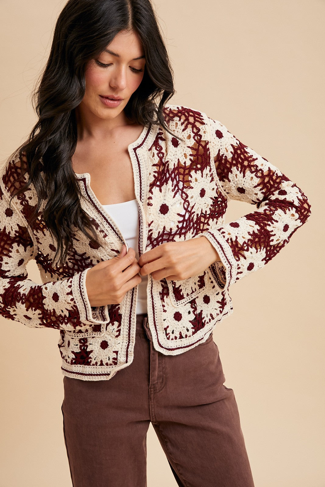 Daisy Dreams Crochet Cardigan vest AnnieWear- Tilden Co.