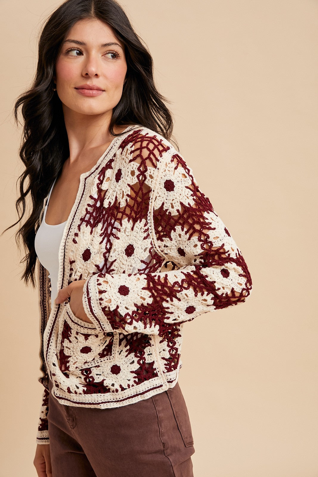 Daisy Dreams Crochet Cardigan vest AnnieWear- Tilden Co.