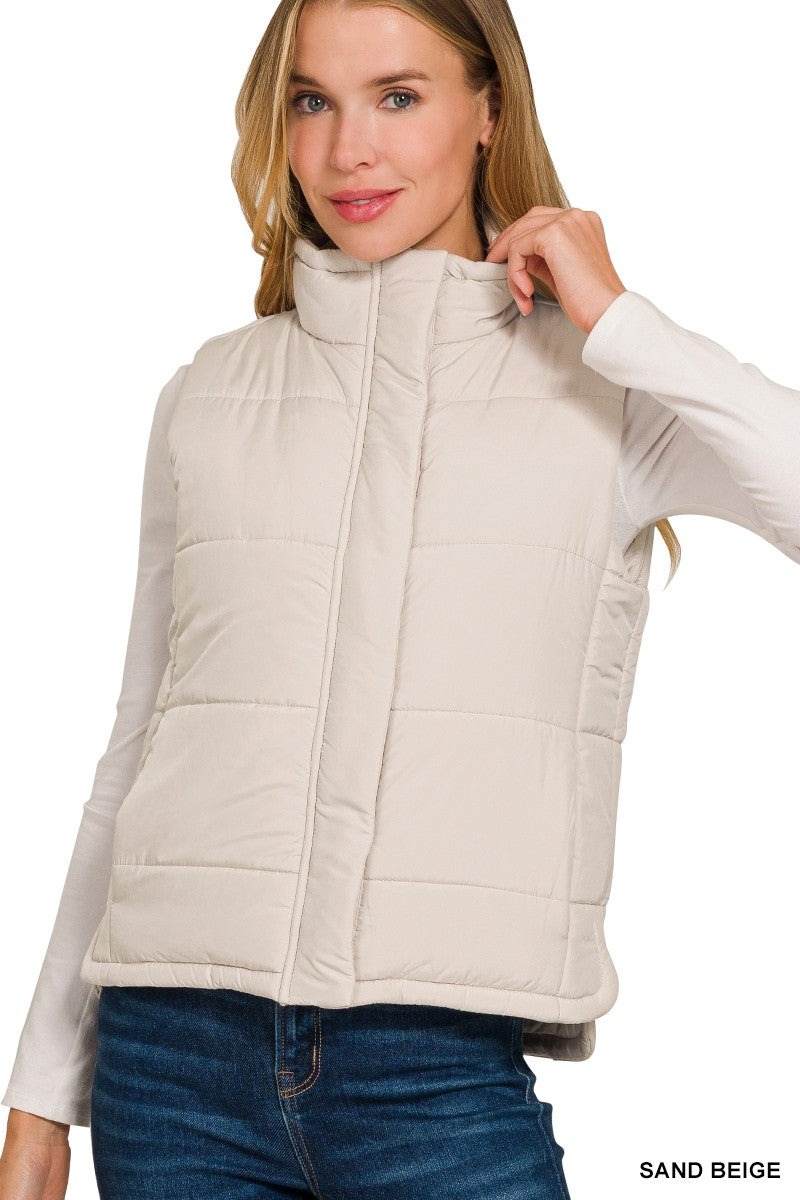 Sahara Stroll Quilted Vest Cardigan Zenana- Tilden Co.