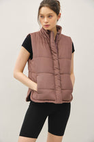 Suede-Like Puffer Vest Cocoa / Small Cocoa Small Be Cool- Tilden Co.