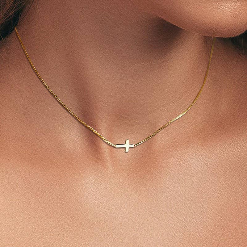 18K STAINLESS STEEL TARNISH FREE CROSS NECKLACE | 40NK9420 GOLD GOLD necklace JOSSLYN by wall to wall- Tilden Co.