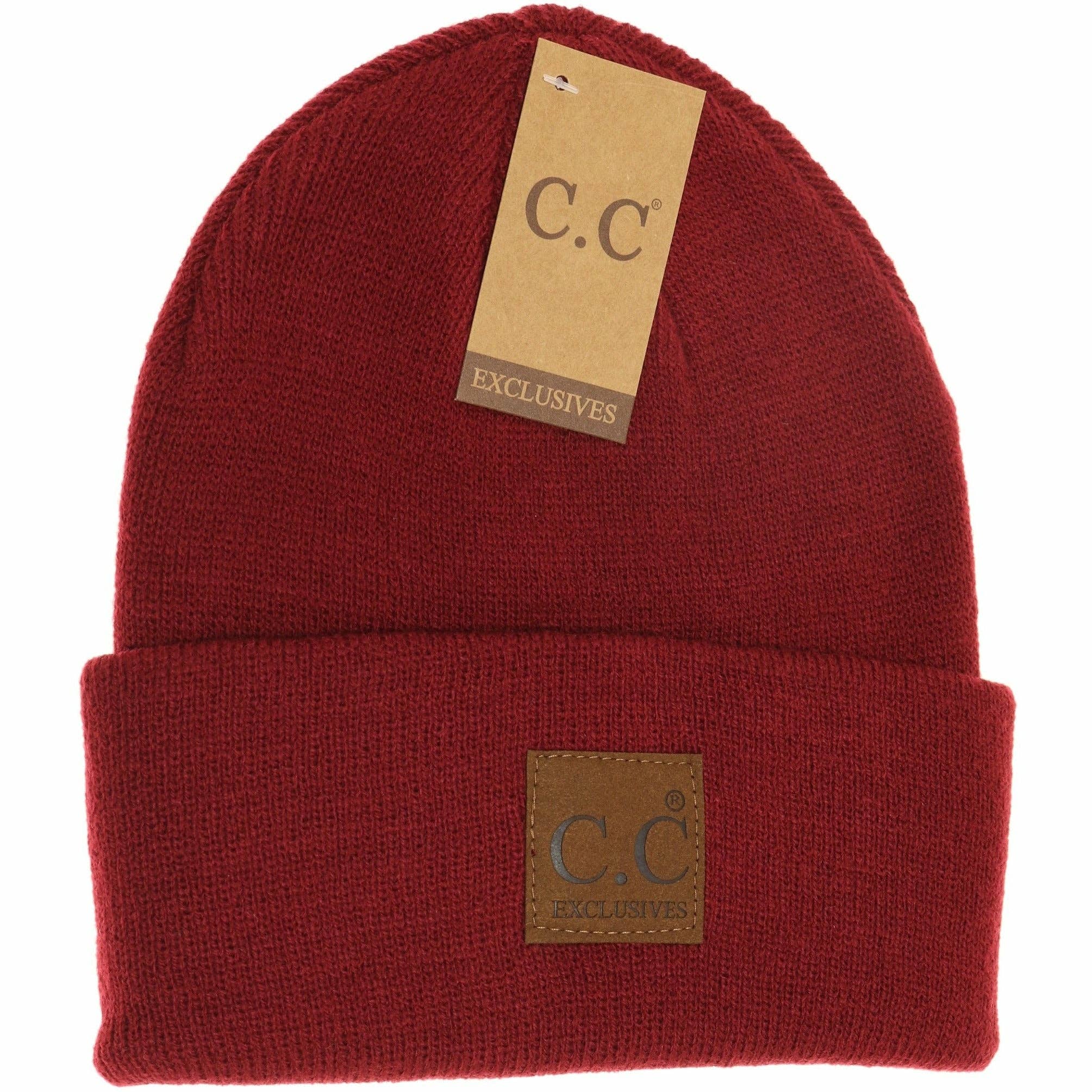 Unisex Classic Oversized Logo CC Beanie Burgundy Burgundy  beanie C.C Beanie- Tilden Co.
