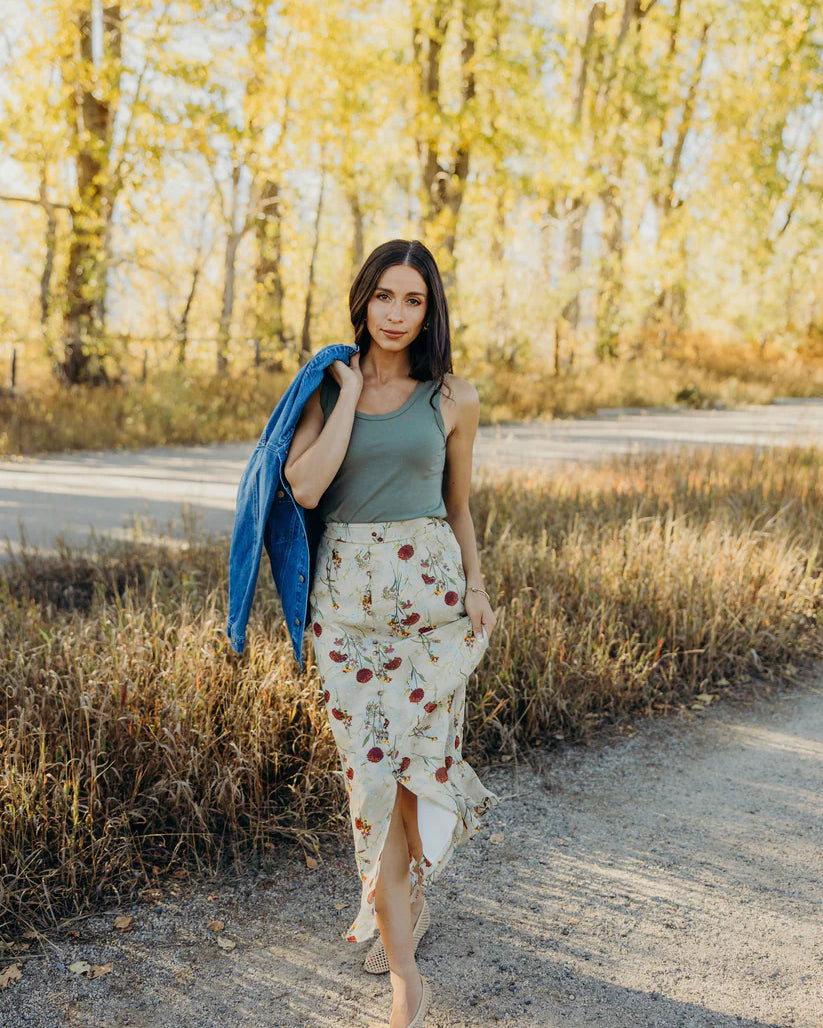 Scoop Neck Tank Top in Sea Foam Tank Top Mikarose- Tilden Co.