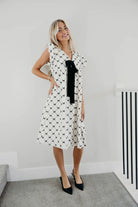 The Rumi Dress in Ivory Bows Shirts & Tops Mikarose- Tilden Co.
