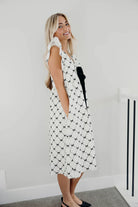 The Rumi Dress in Ivory Bows Shirts & Tops Mikarose- Tilden Co.