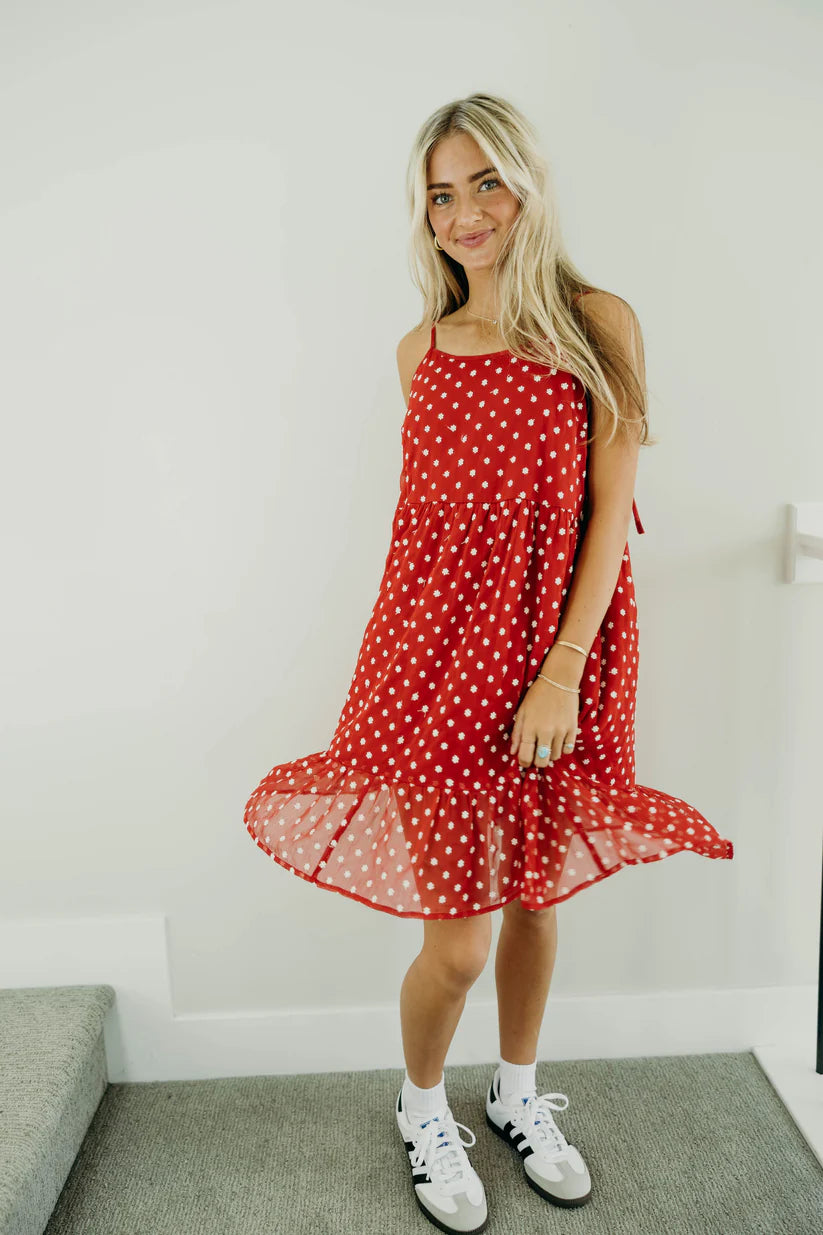 The Leon Dress in Red Daisy Dress Mikarose- Tilden Co.