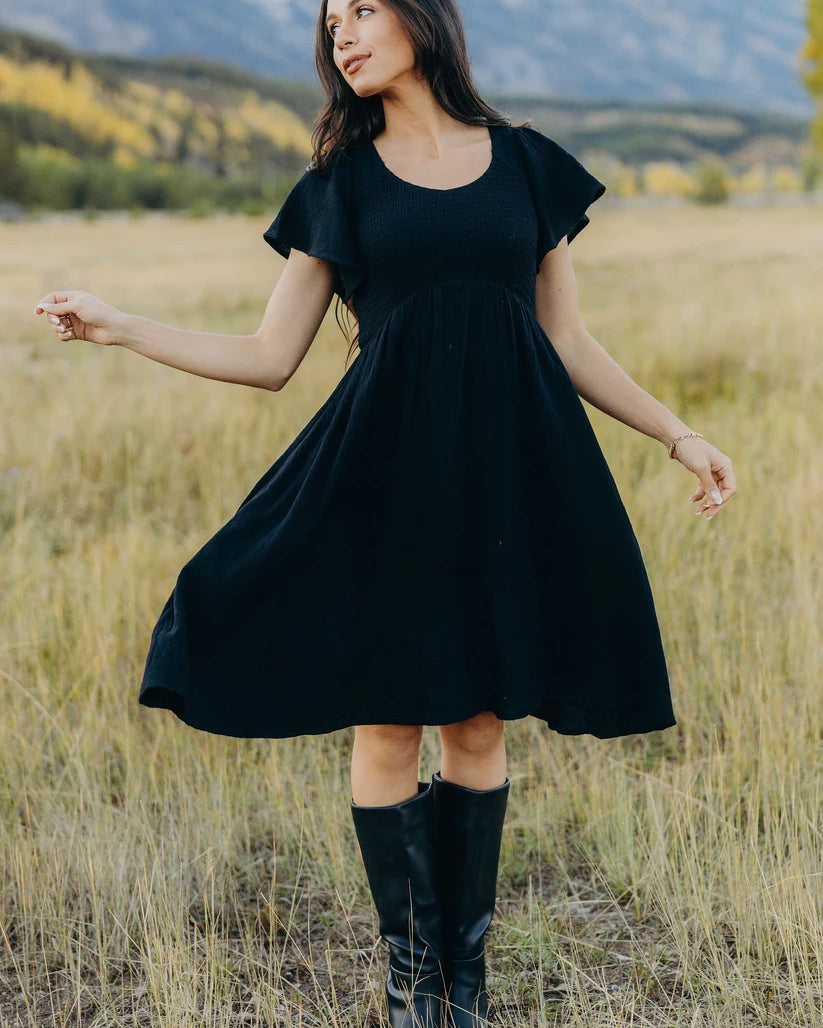 The Liv Dress in Black T-Shirt Mikarose- Tilden Co.