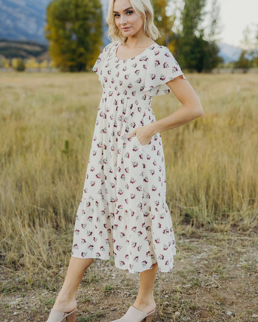Kendall Dress in Lilac Tangle Midi Dress Mikarose- Tilden Co.