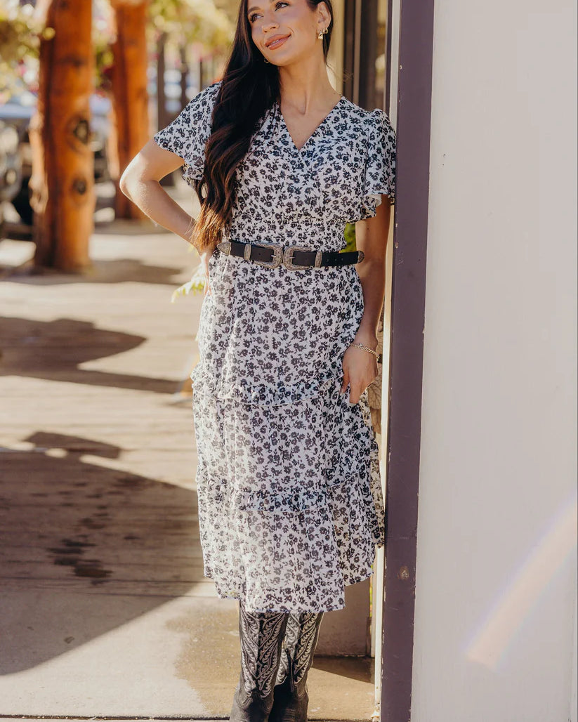 Jessa Dress Vintage Ink Midi Dress Mikarose- Tilden Co.