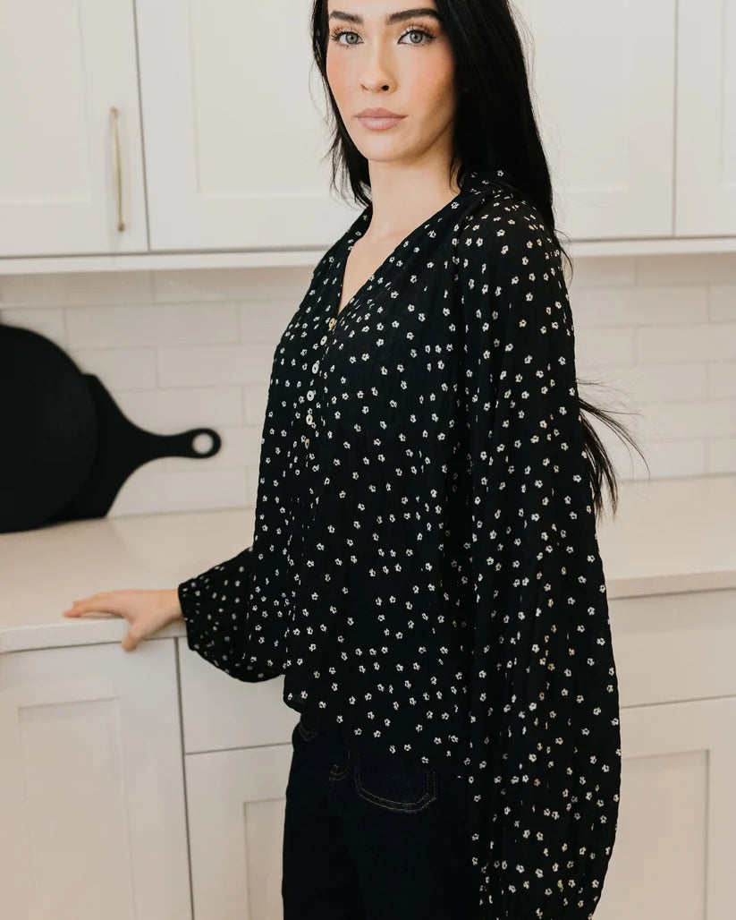 Button Blouse in Hidden Garden T-Shirt Mikarose- Tilden Co.