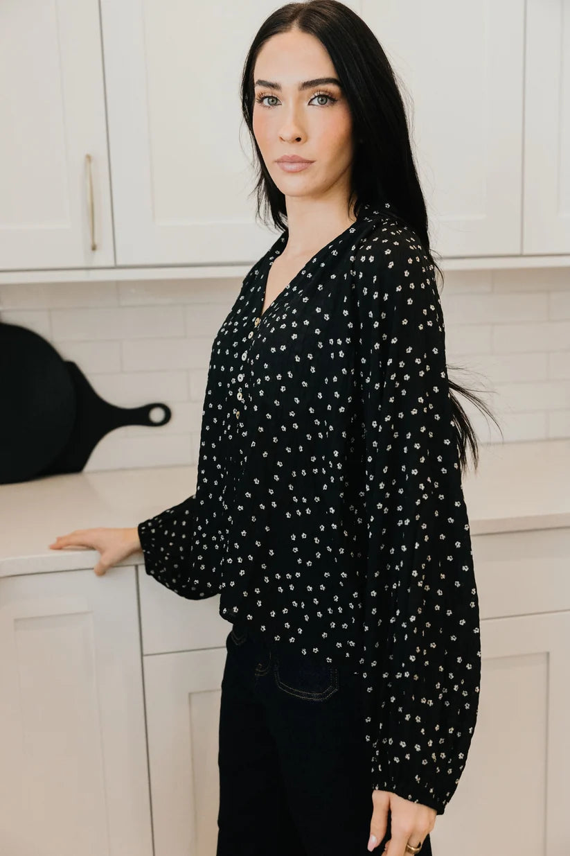 Button Blouse in Hidden Garden T-Shirt Mikarose- Tilden Co.