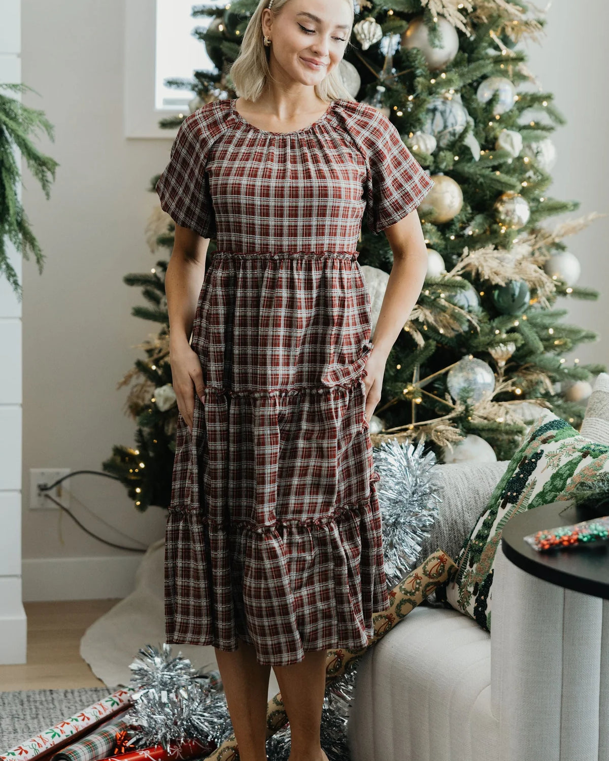 Serena Dress in Hollyberry Midi Dress Mikarose- Tilden Co.